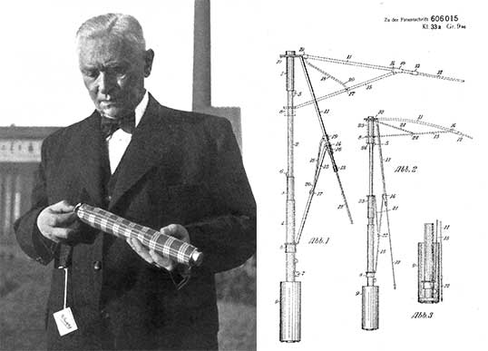 世界で初めての折りたたみ傘を発明